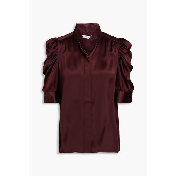 FRAME Gillian Silk Blouse - L - Wine - Picture 1 of 4